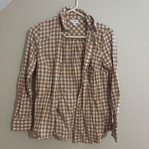 J Crew Brown Gingham Buttown Down Womens XS